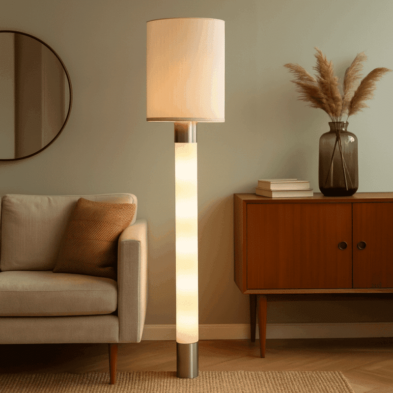 Lampada da Terra Vintage Anni '60 con Paralume