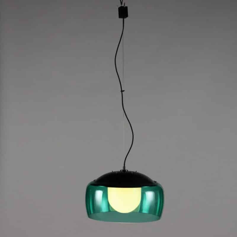 Lampada a sospensione in vetro verde anni '60
