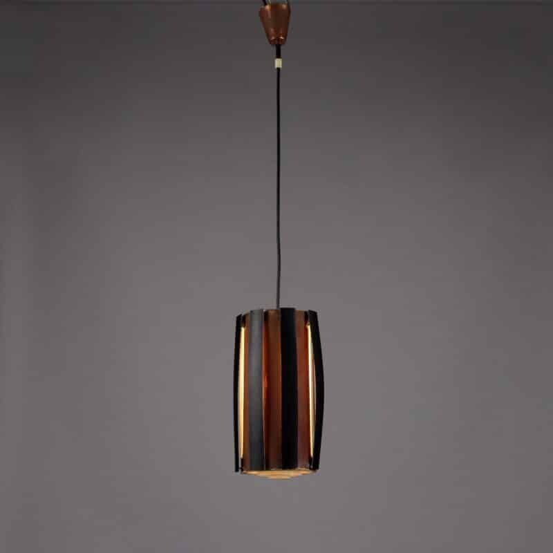 Lampada a sospensione anni '60 in rame brunito