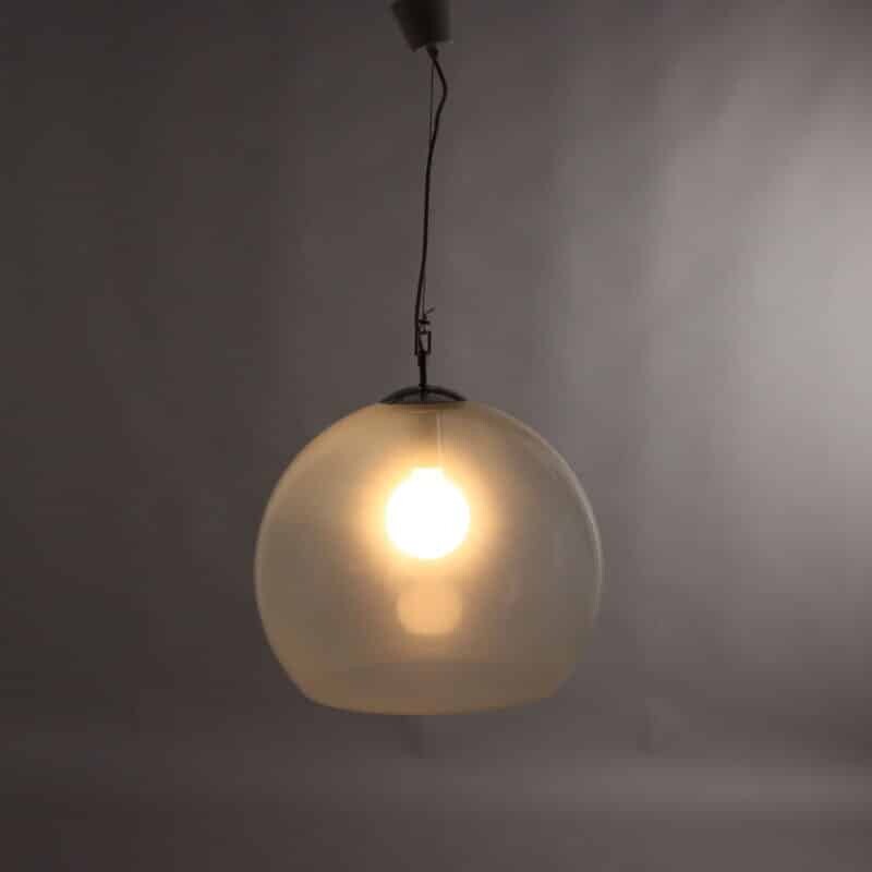 Lampada a Sfera Anni ’70 con Finitura Cromata e Vetro