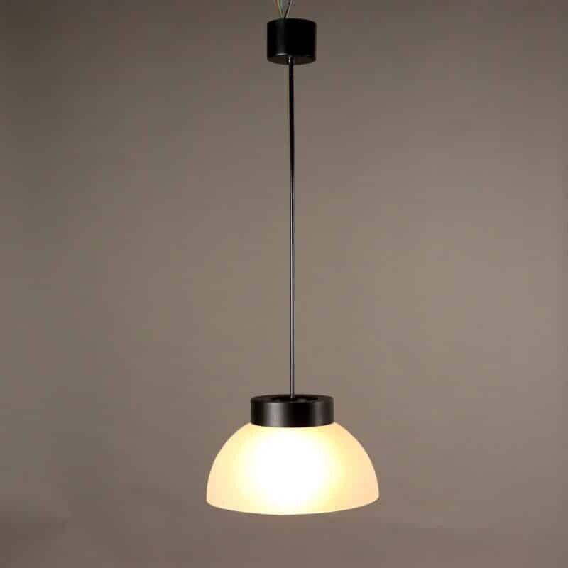 Lampada a sospensione Anni ’70 in vetro e alluminio