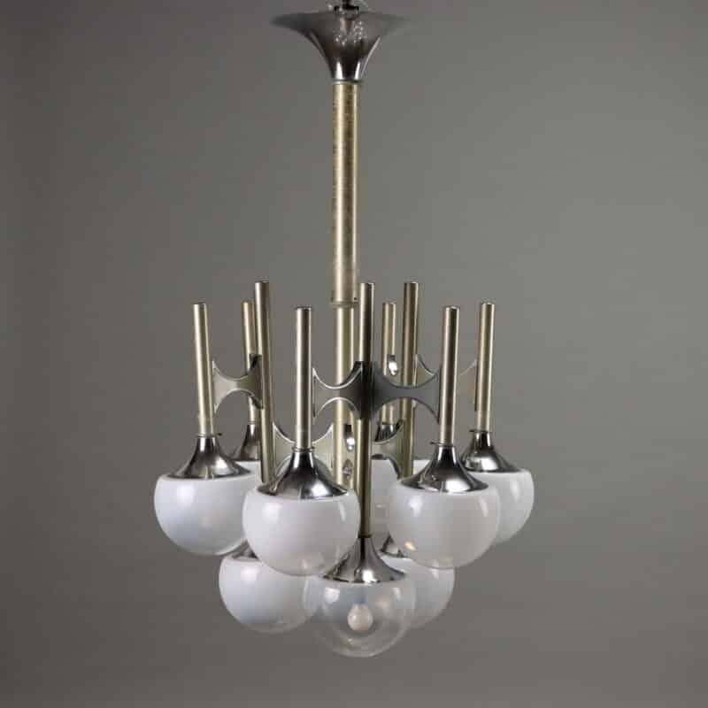 Lampada Anni '60-'70 a nove luci stile Gaetano Sciolari