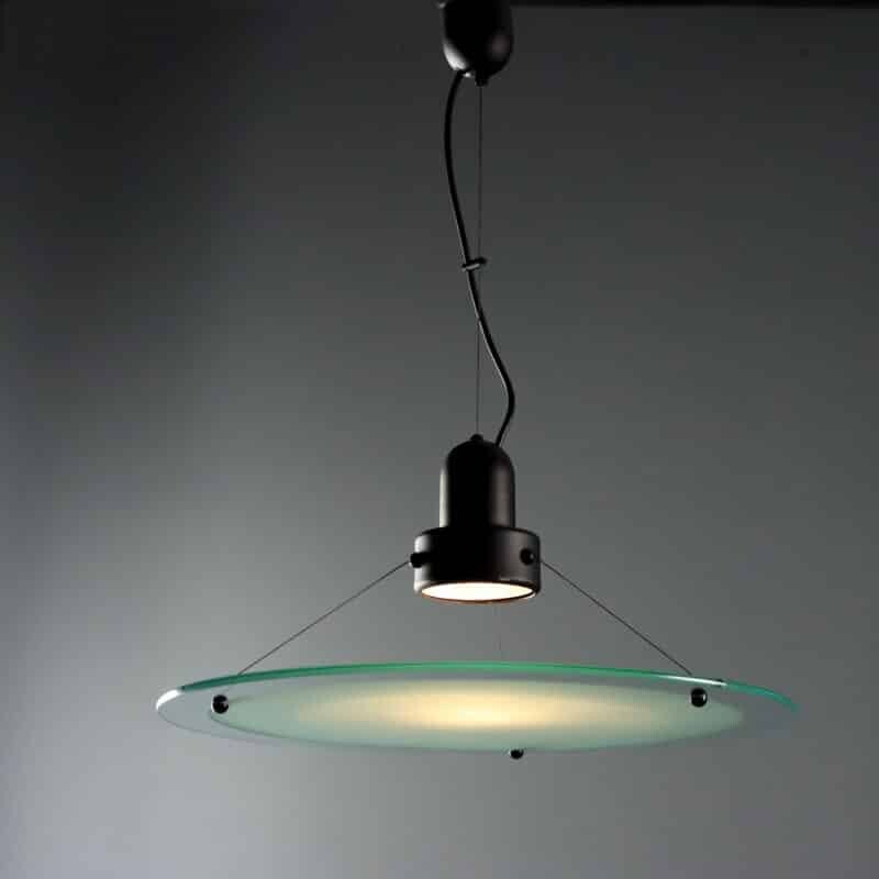 Lampada a Soffitto Vintage Anni '80 '90 in Metallo e Vetro